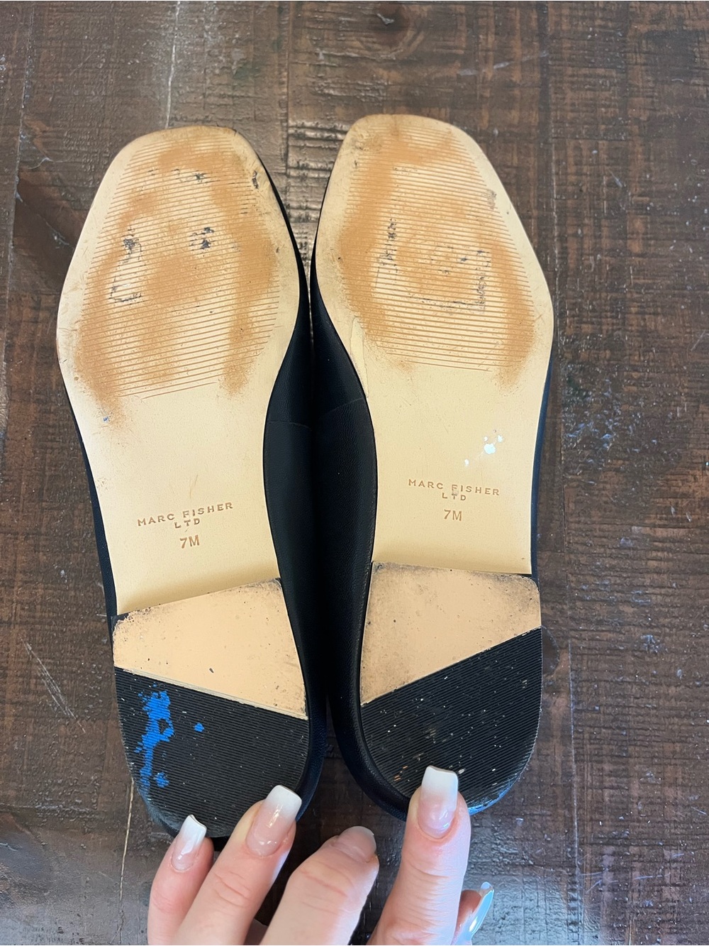 Marc Fisher Black Leather Square-Toe Mary Jane Flats - Women’s size 7 - Picture 4 of 7